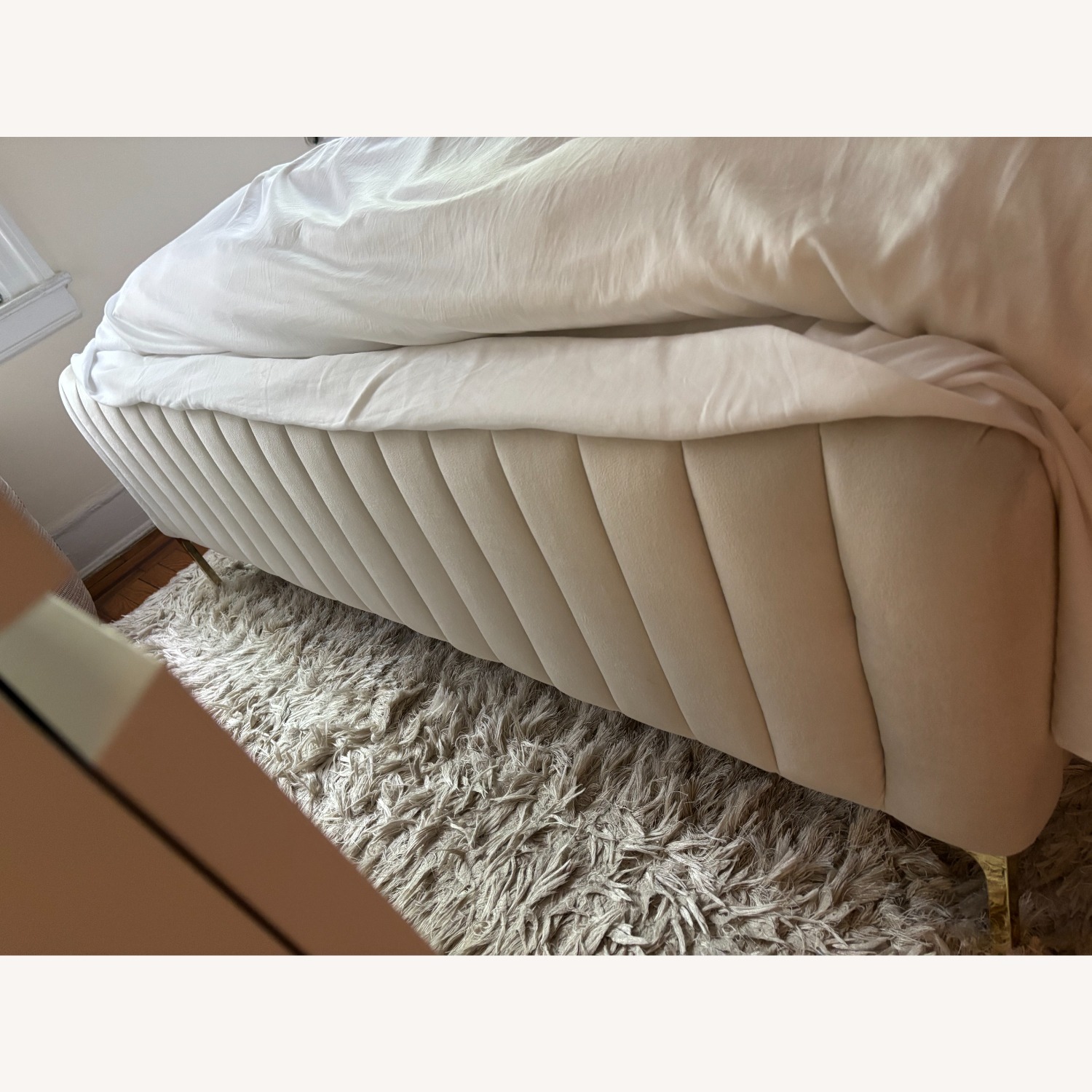 Urban Outfitters White Velvet Queen Bed - image-6