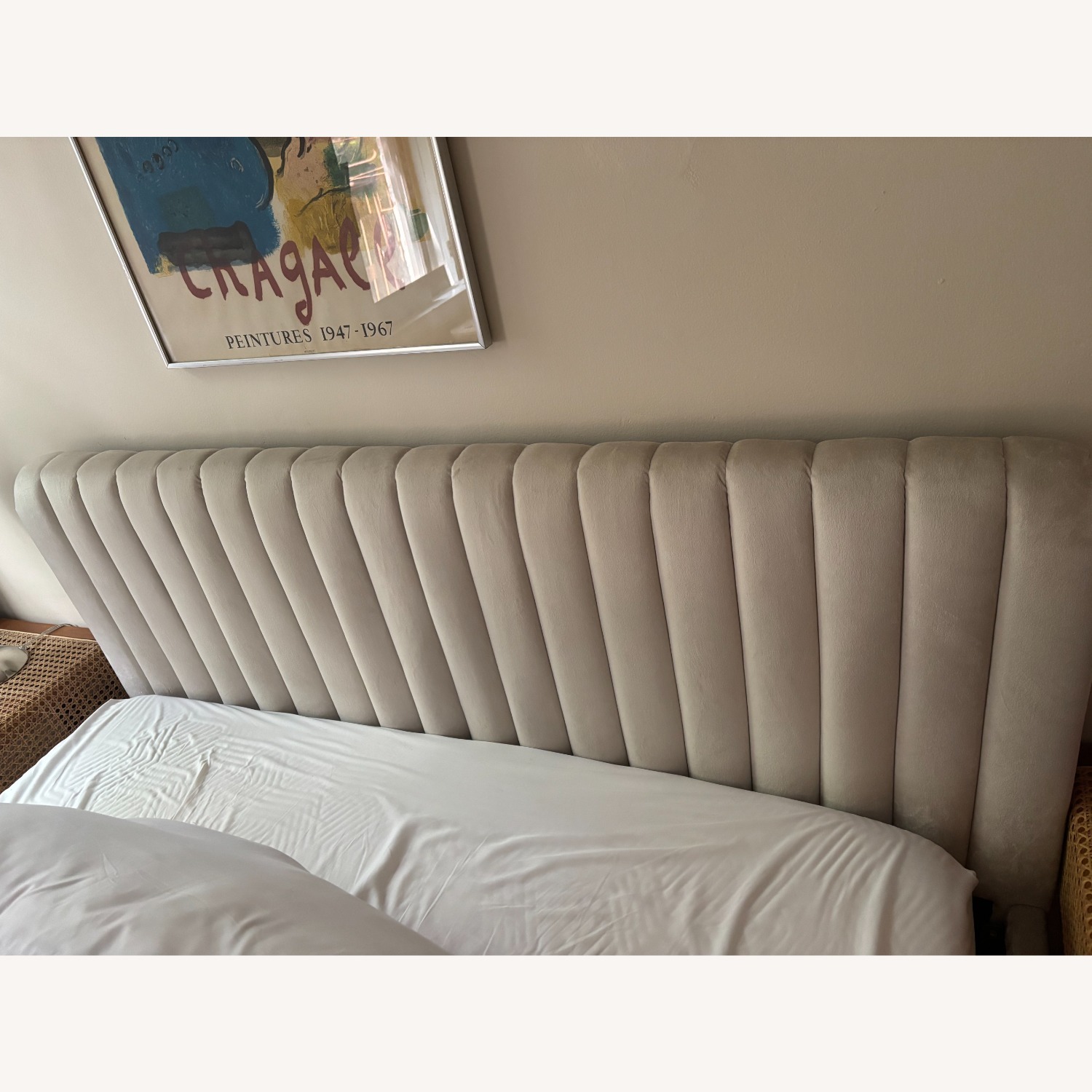 Urban Outfitters White Velvet Queen Bed - image-5