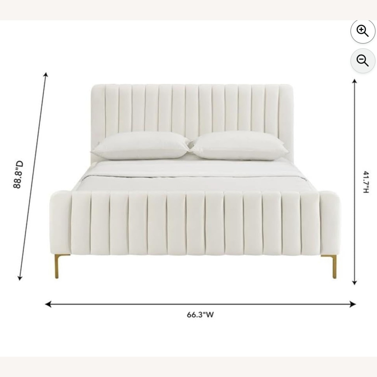 Urban Outfitters White Velvet Queen Bed - image-4