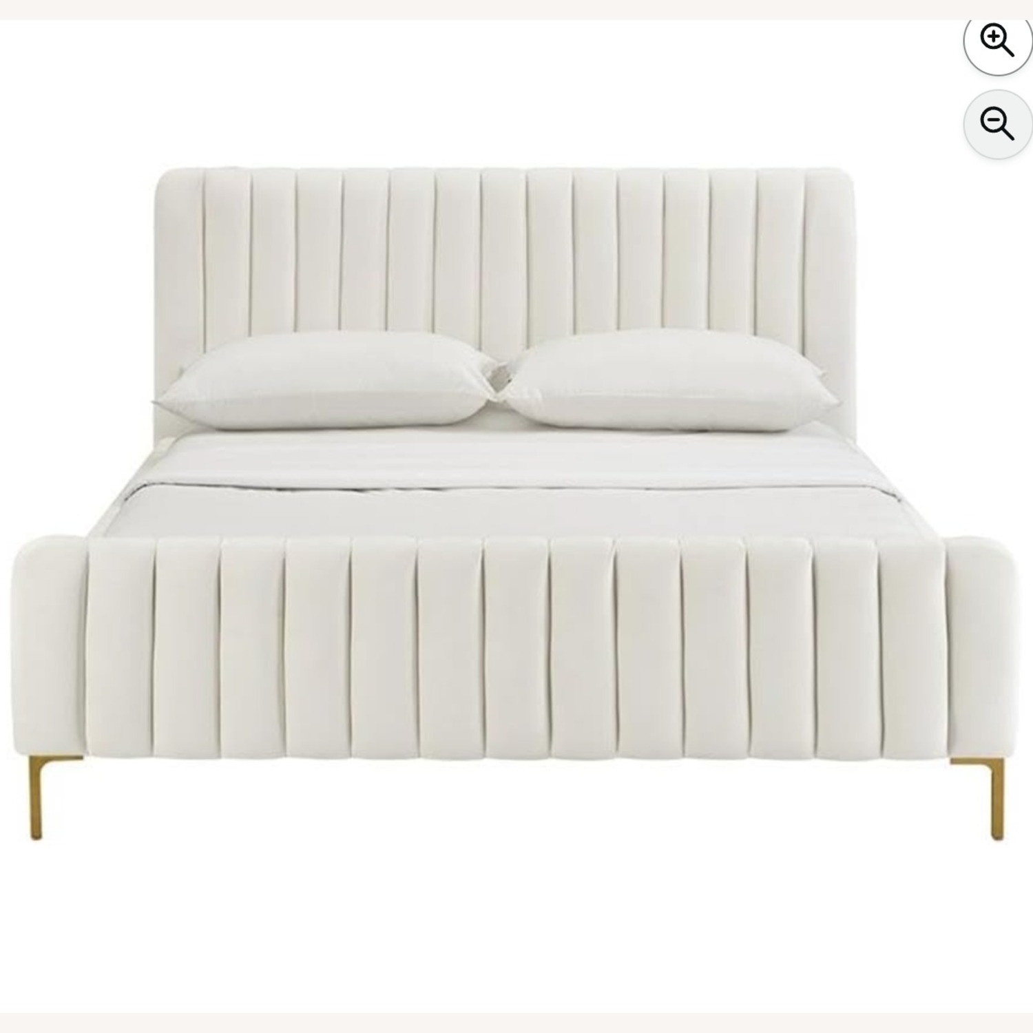 Urban Outfitters White Velvet Queen Bed - image-1