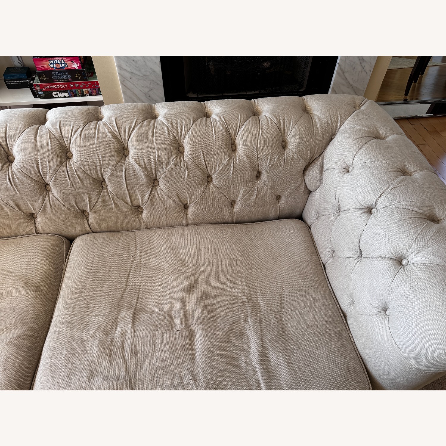Restoration Hardware Natural Linen 3+ Seater Sofa - image-2
