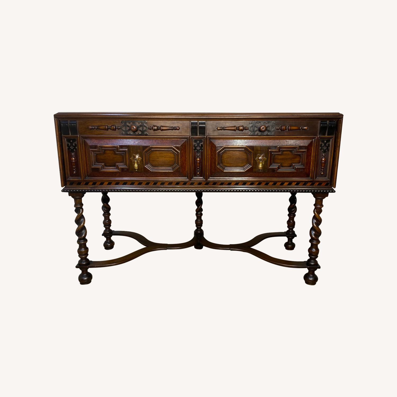 W&J Sloane Antique Jacobean Walnut Burl Buffet - image-0