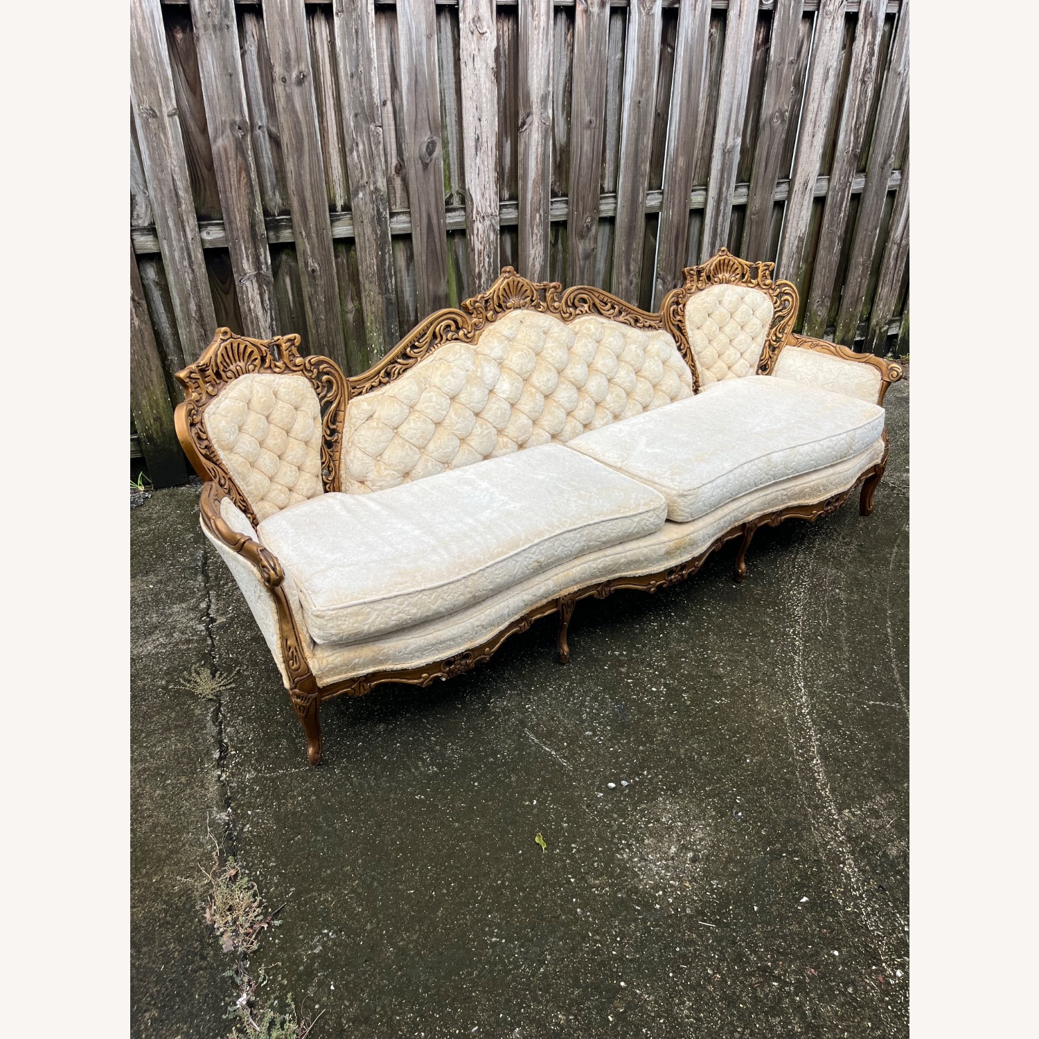 Vintage/Antique Finds White Fabric 3+ Seater Sofa - image-2