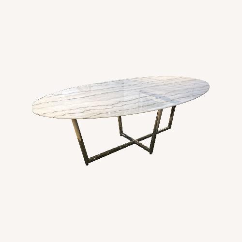 Used Mitchell Gold + Bob Williams Modern Oval Marble Dining Table for sale on AptDeco