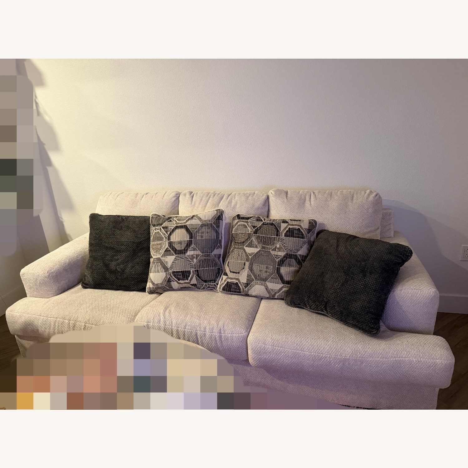 Ashley Beige 3-Seater Sofa with Pillows - image-3