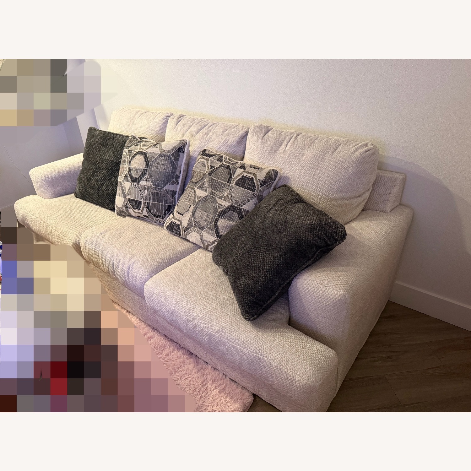 Ashley Beige 3-Seater Sofa with Pillows - image-2