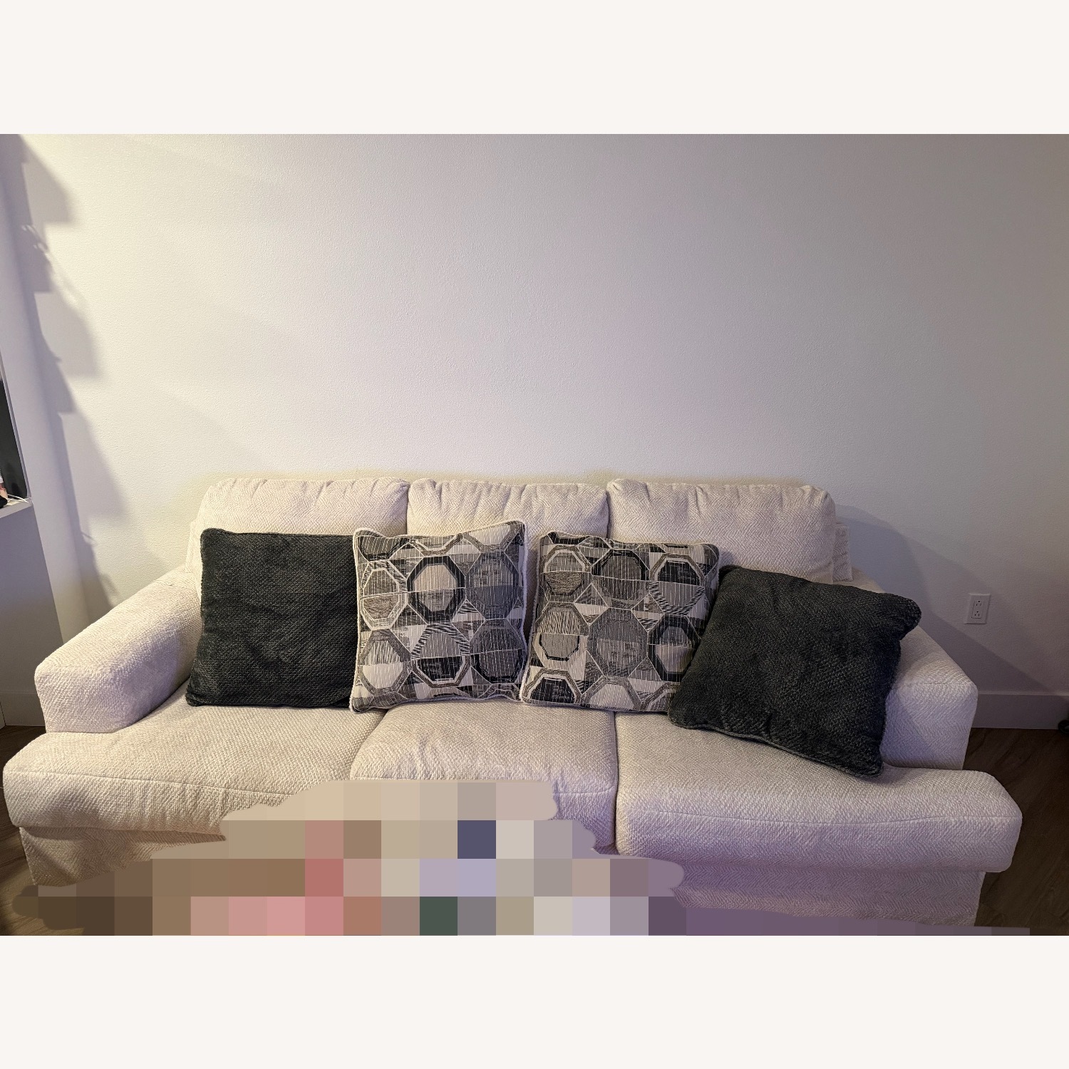 Ashley Beige 3-Seater Sofa with Pillows - image-4