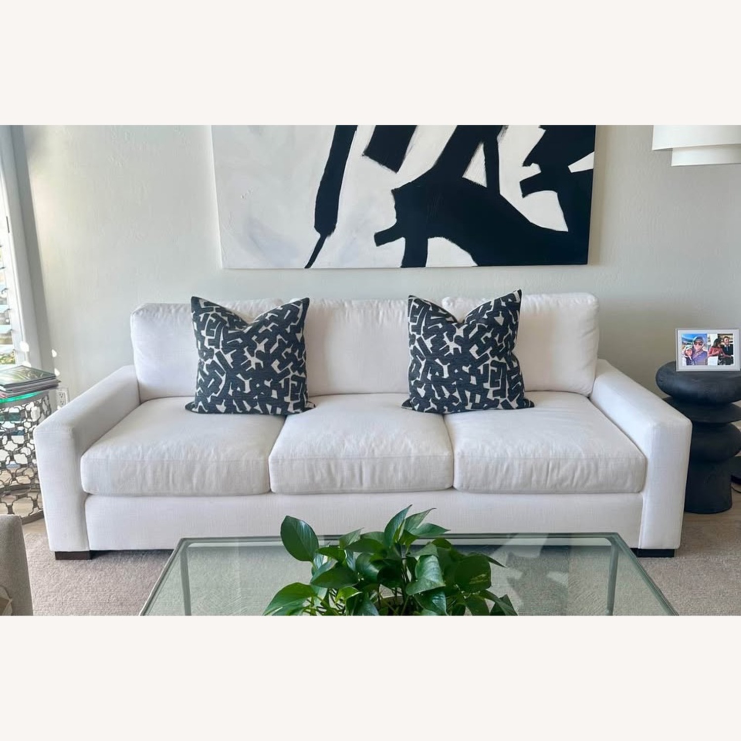 White Sofa 3 Seater Small - image-1