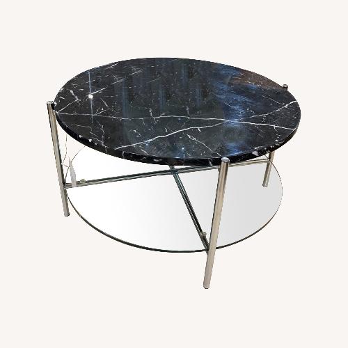 Used Faux Marble Top w Glass Shelf Coffee Table for sale on AptDeco