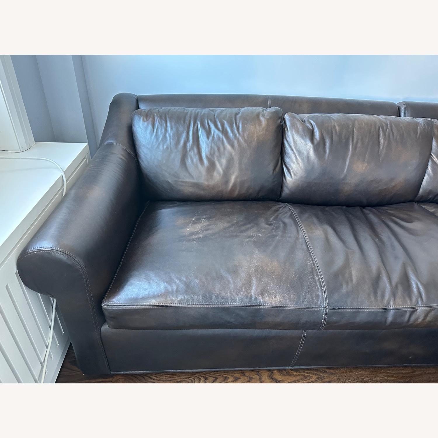 Restoration Hardware Original Belgian Leather Classic Slope Arm Right-Arm Sofa-Chaise Sectional - image-6