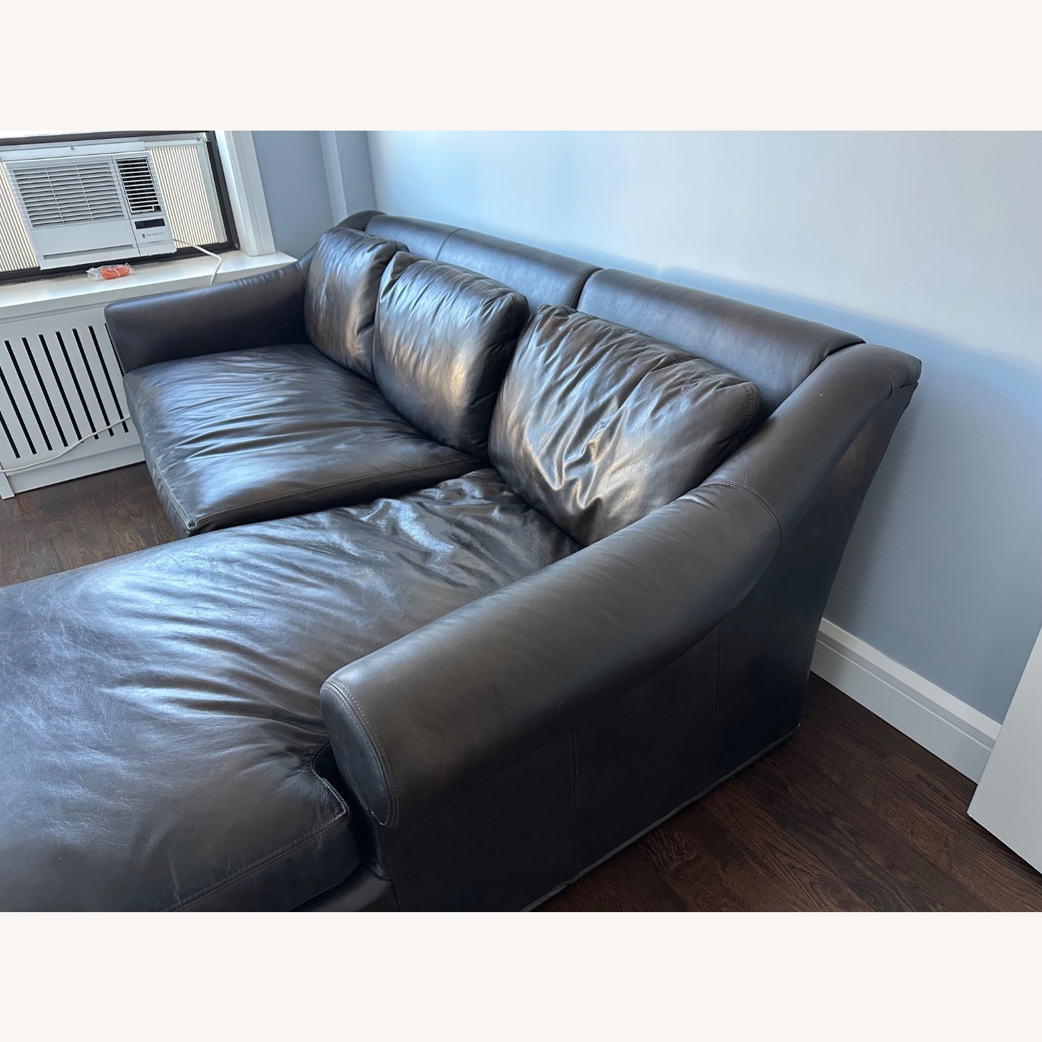 Restoration Hardware Original Belgian Leather Classic Slope Arm Right-Arm Sofa-Chaise Sectional - image-3