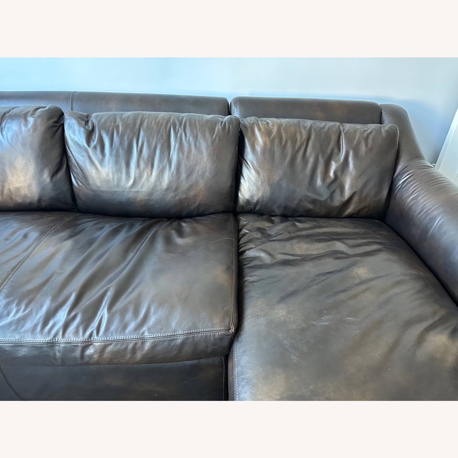 Restoration Hardware Original Belgian Leather Classic Slope Arm Right-Arm Sofa-Chaise Sectional - image-5