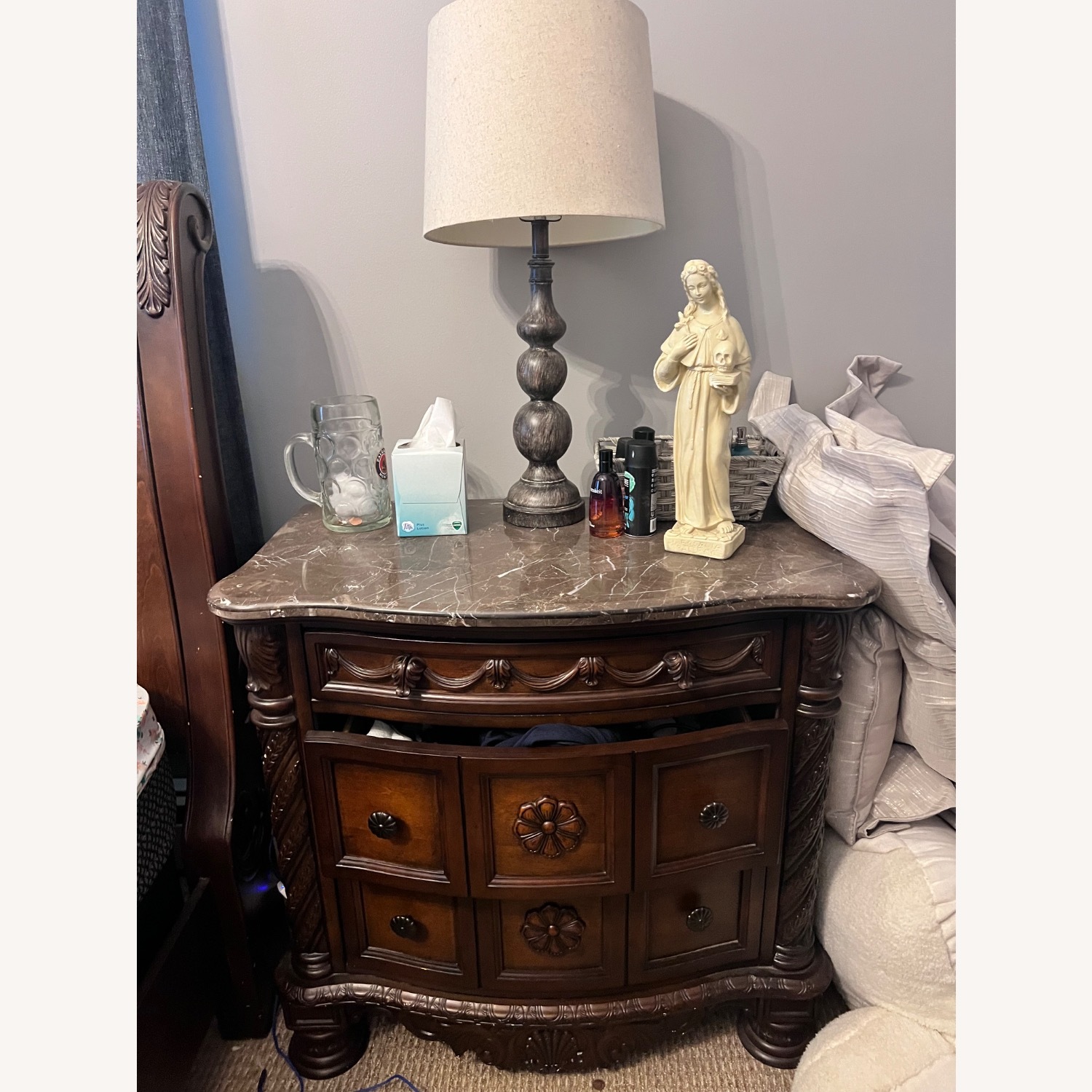 Ashley Dark Brown Marble King Bed - image-3