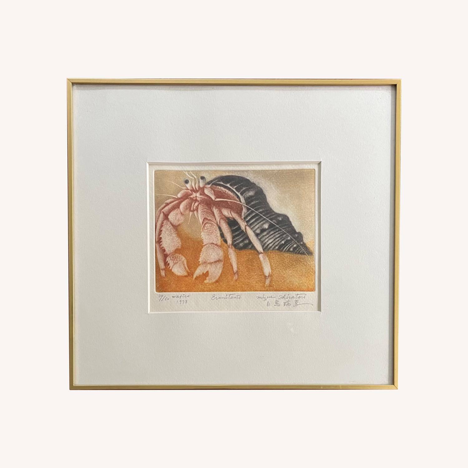 Vintage Japanese Print "Hermit Crab" Signed  - image-0