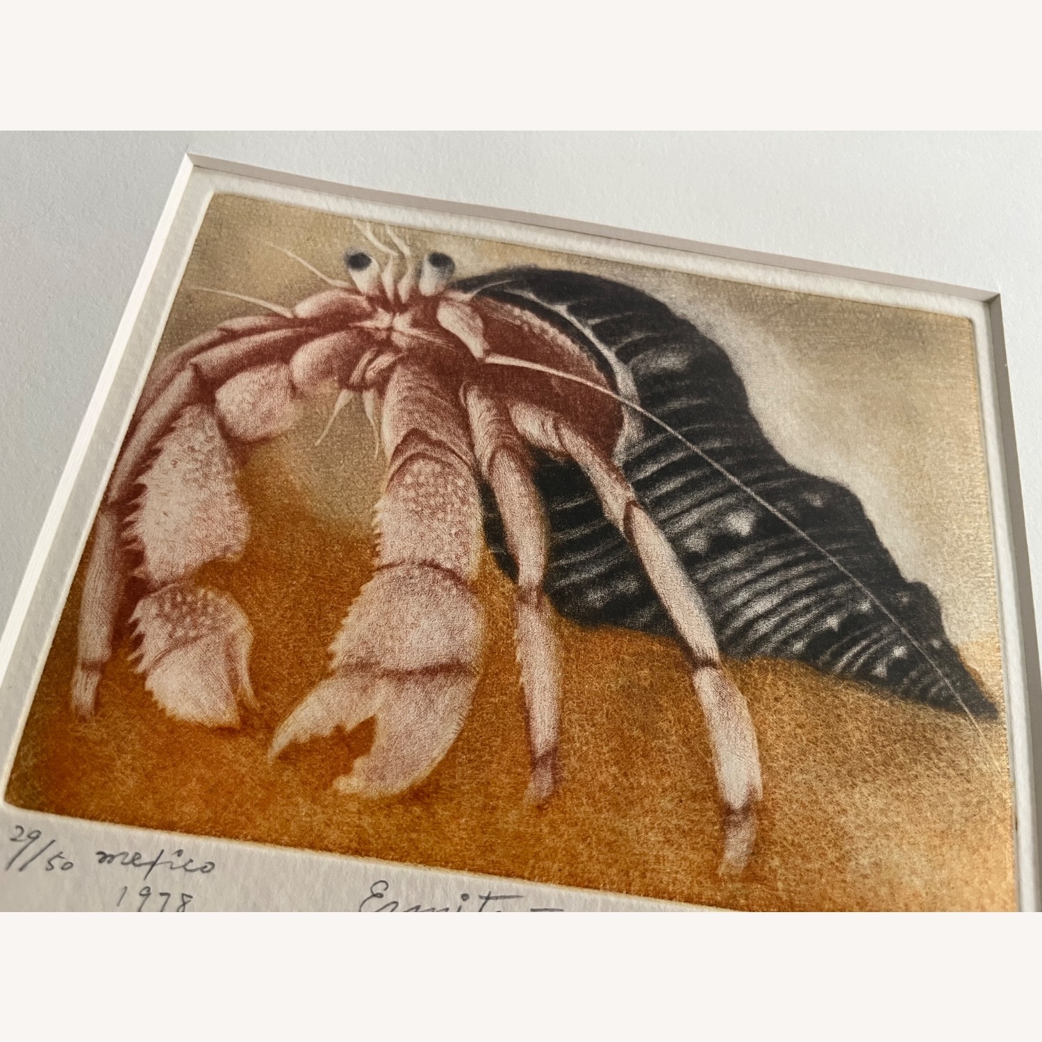 Vintage Japanese Print "Hermit Crab" Signed  - image-2
