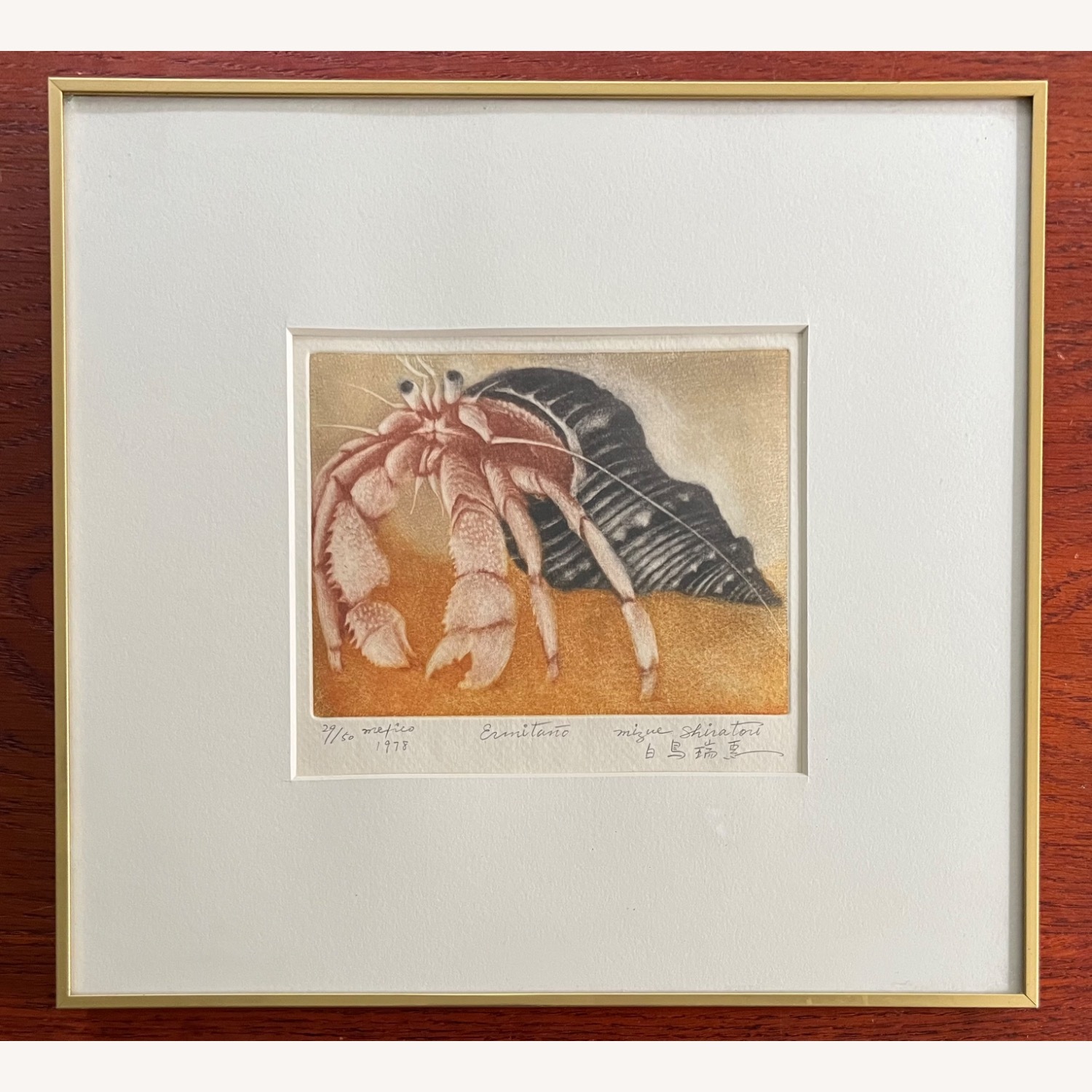 Vintage Japanese Print "Hermit Crab" Signed  - image-1
