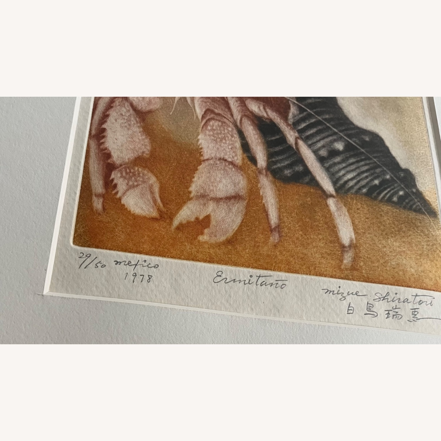 Vintage Japanese Print "Hermit Crab" Signed  - image-4