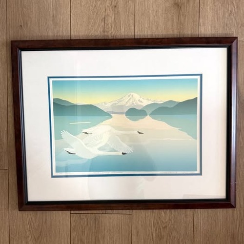 Used Returning Swans Spaulding Japanese Deco mcm Print for sale on AptDeco