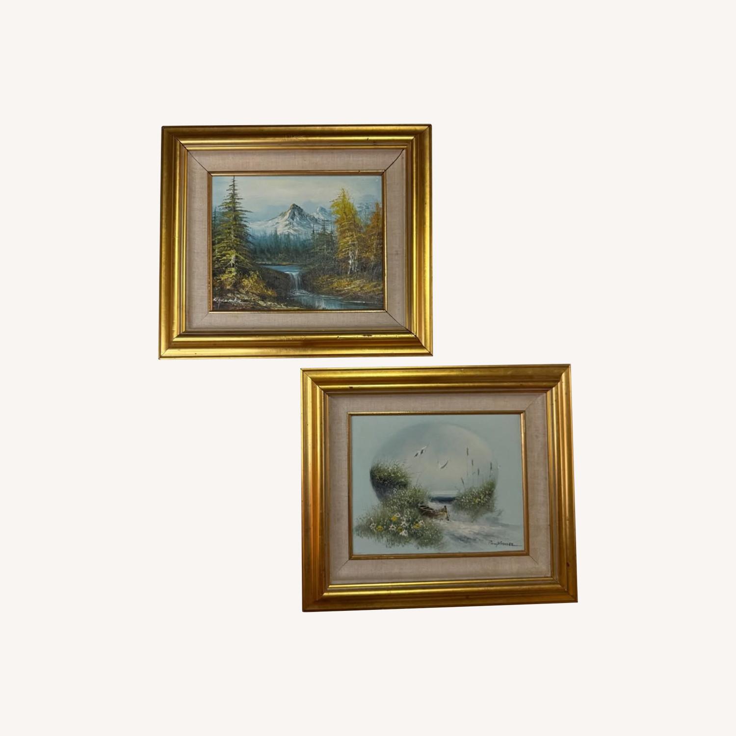Pair of Vintage Framed Oil Paintings Landscapes - image-0