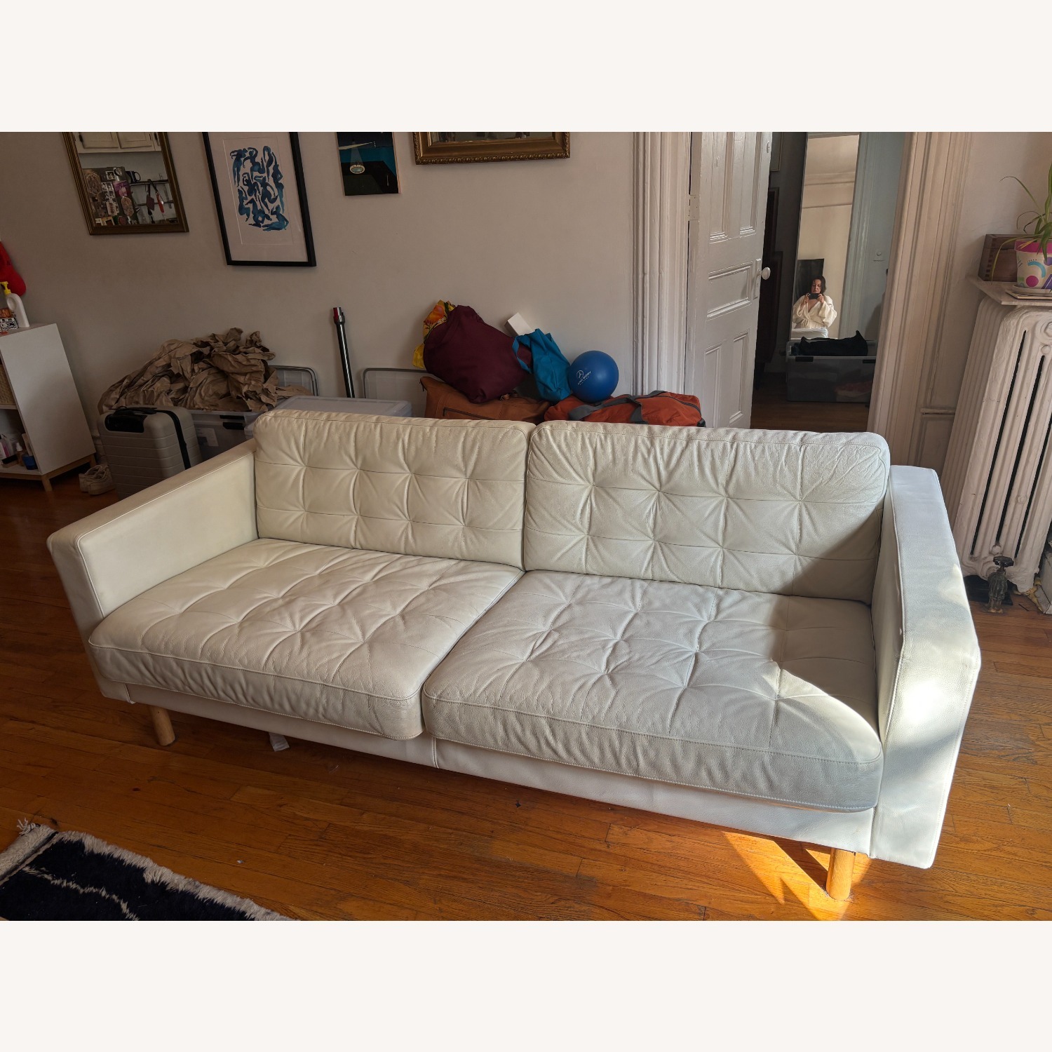 IKEA Landskrona White Leather 3+ Seater Sofa - image-2