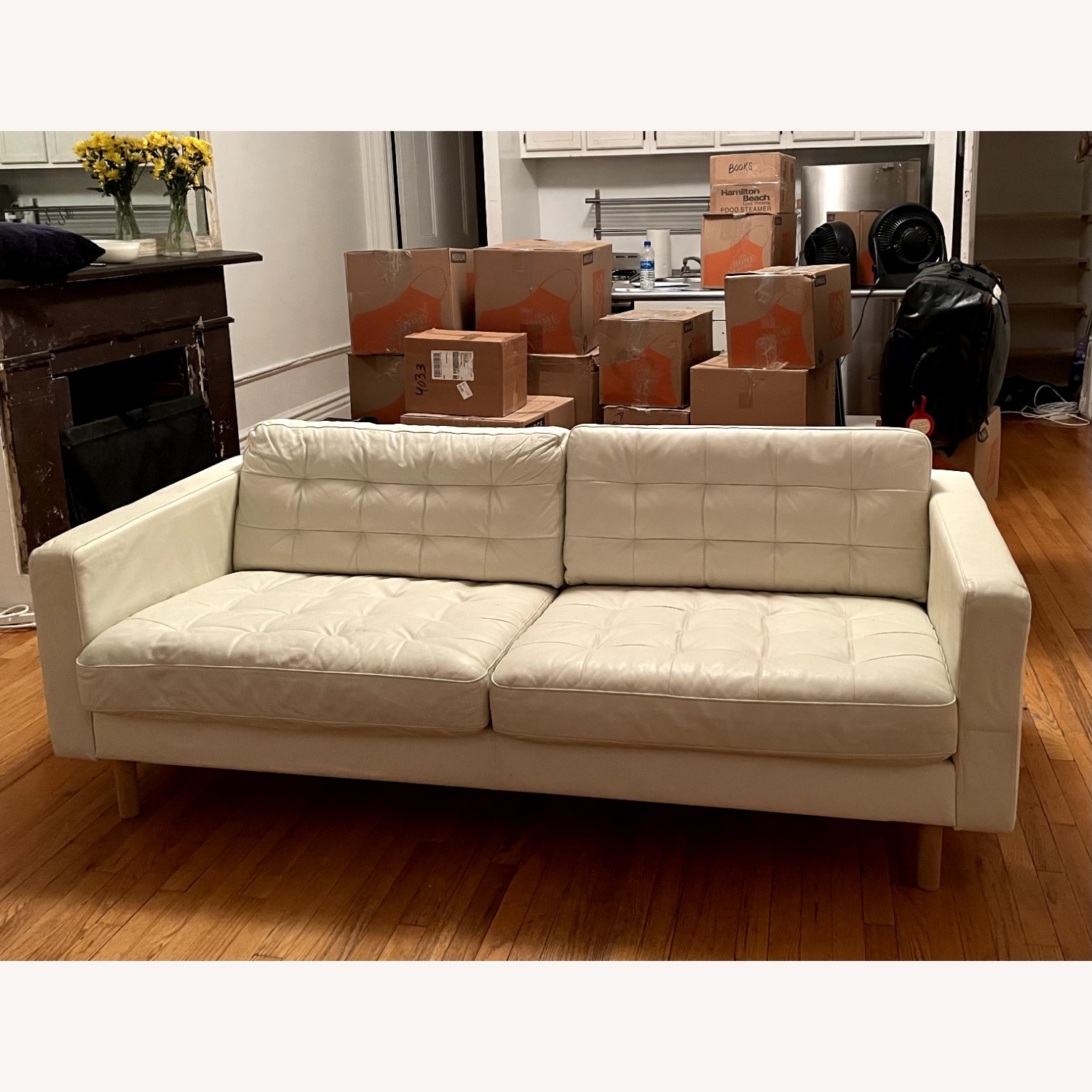 IKEA Landskrona White Leather 3+ Seater Sofa - image-3
