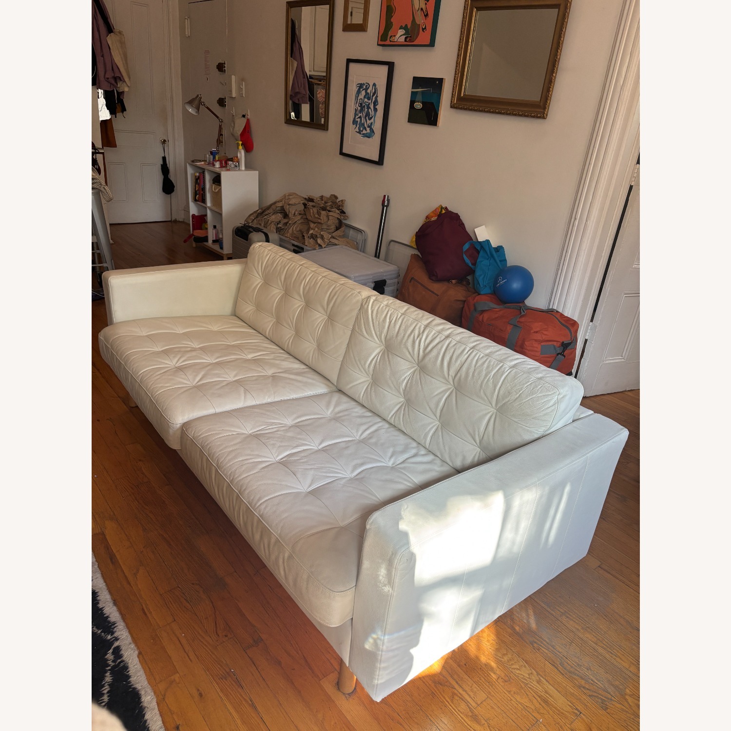 IKEA Landskrona White Leather 3+ Seater Sofa - image-4