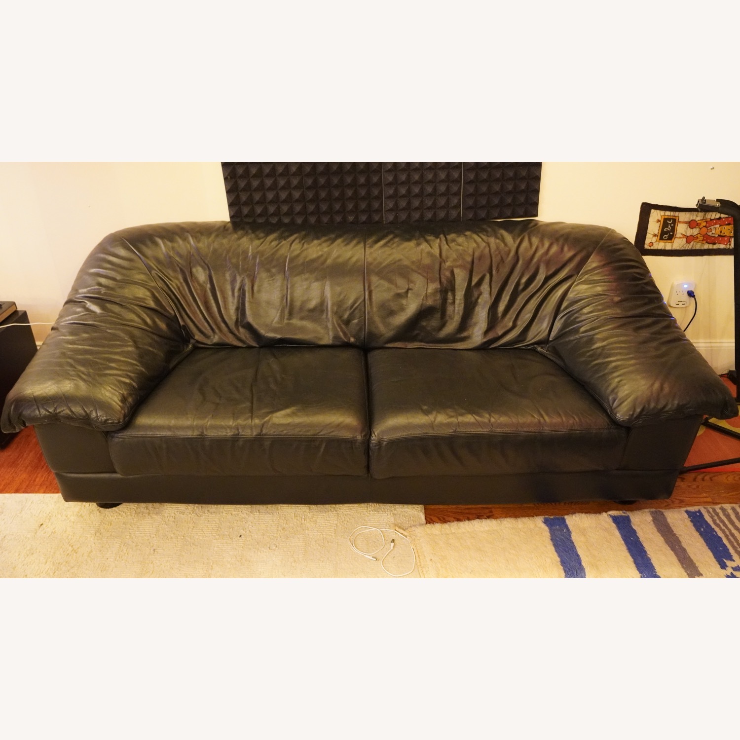 Molinari Black Leather 2 Piece Sectional - image-1