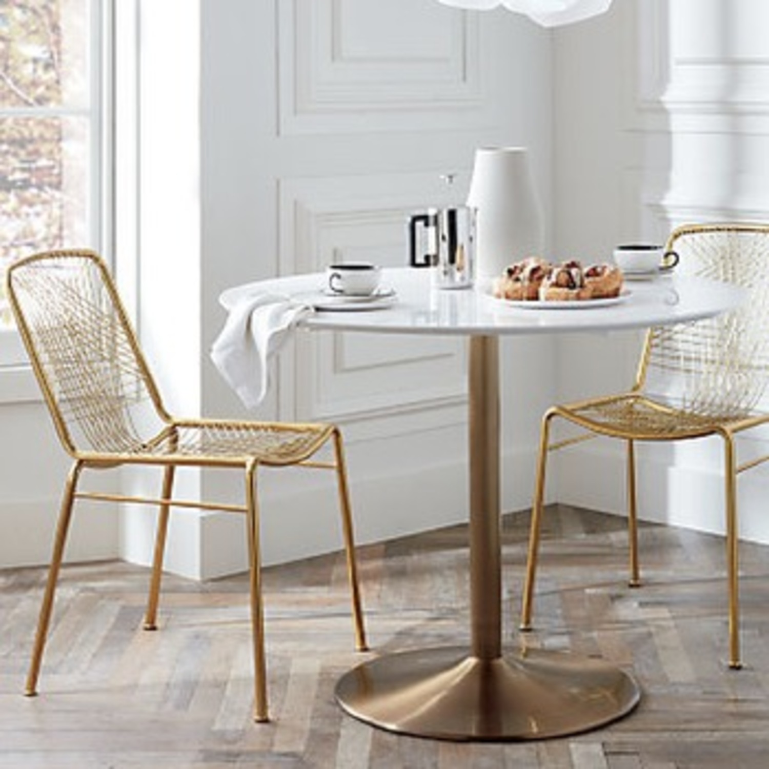 CB2 Odyssey White Brass Dining Table - image-1