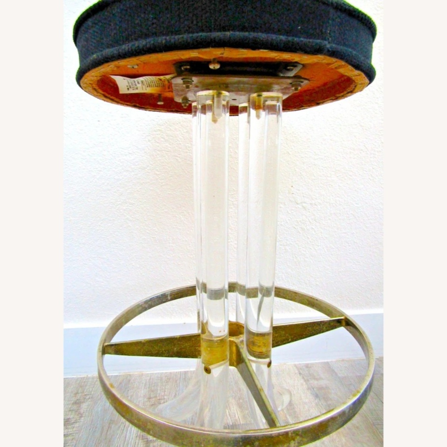 Pair Hollywood Regency Lucite Chrome Swivel Stools - image-6