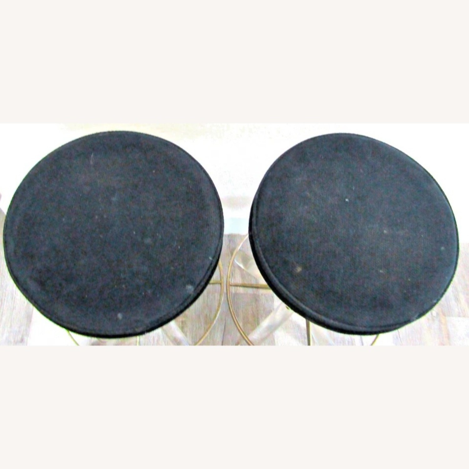 Pair Hollywood Regency Lucite Chrome Swivel Stools - image-3