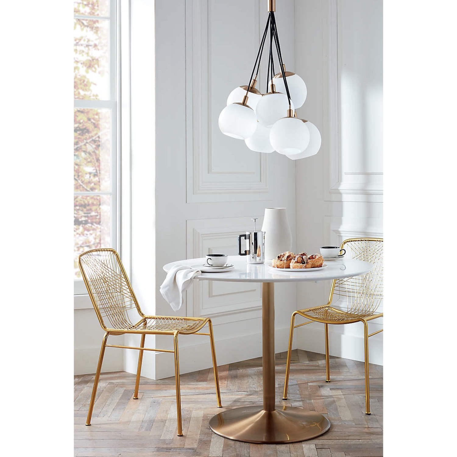 CB2 Alpha Gold Metal Dining Chairs - image-3