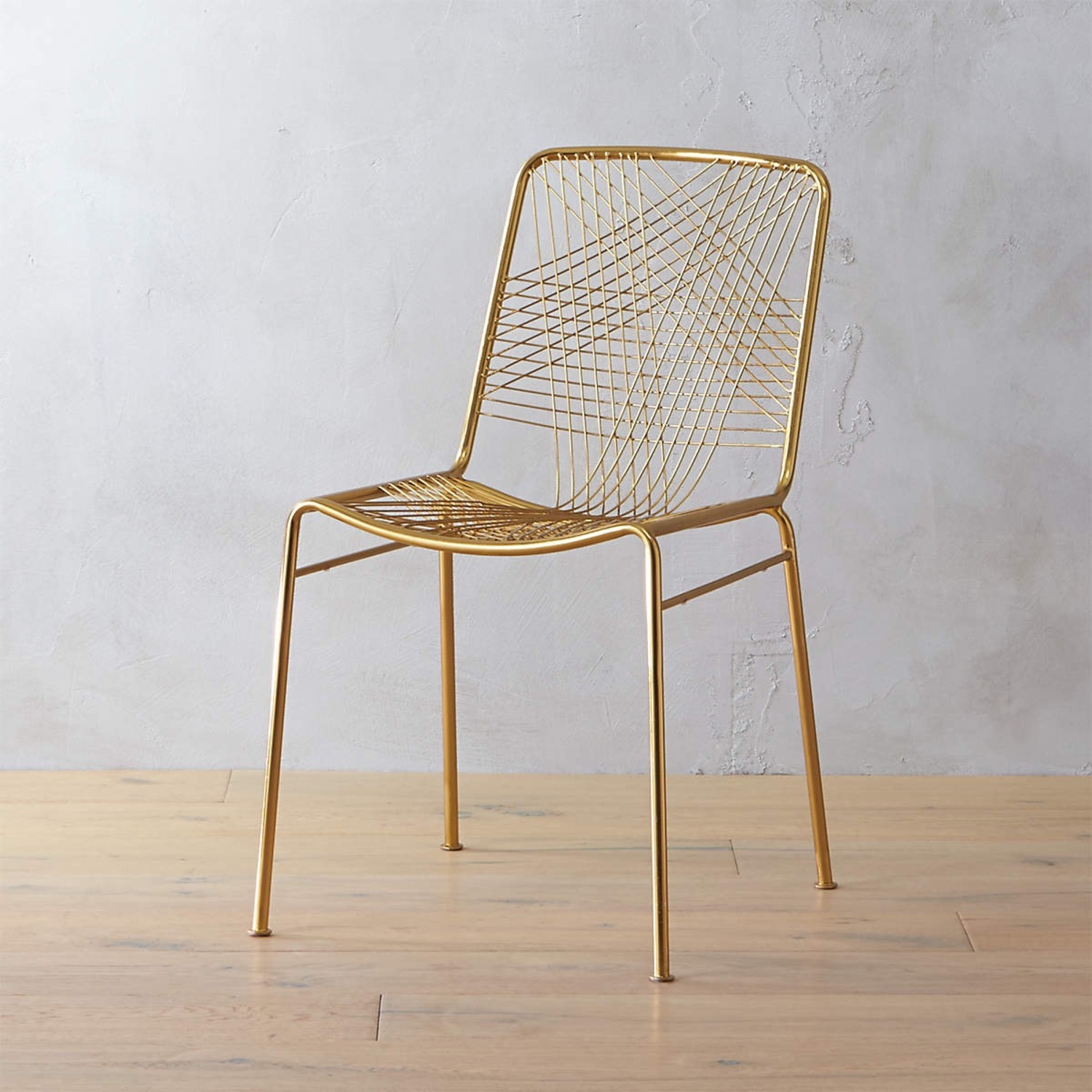 CB2 Alpha Gold Metal Dining Chairs - image-1