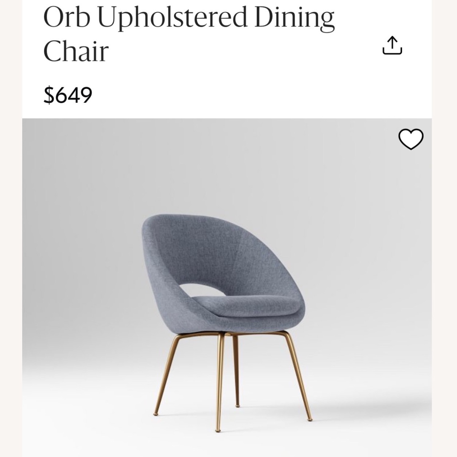 West Elm Blue Fabric Accent Chair / Dining Chair - image-7