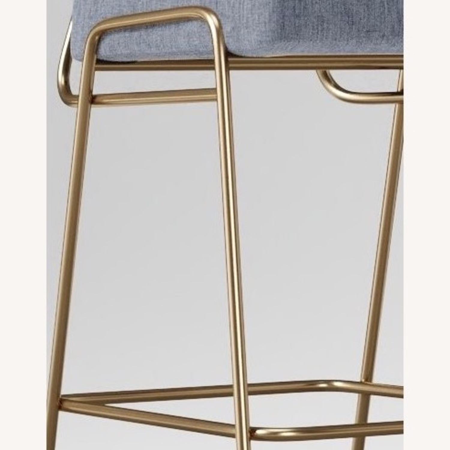 West Elm Wire Frame Bar Stools Blue Fabric Stools - image-2