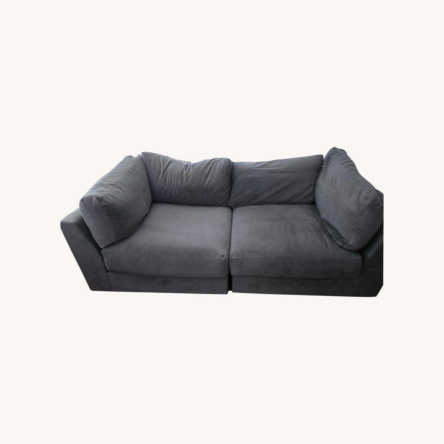 Dark Gray Microsuede 3+ Piece Sectional - image-0