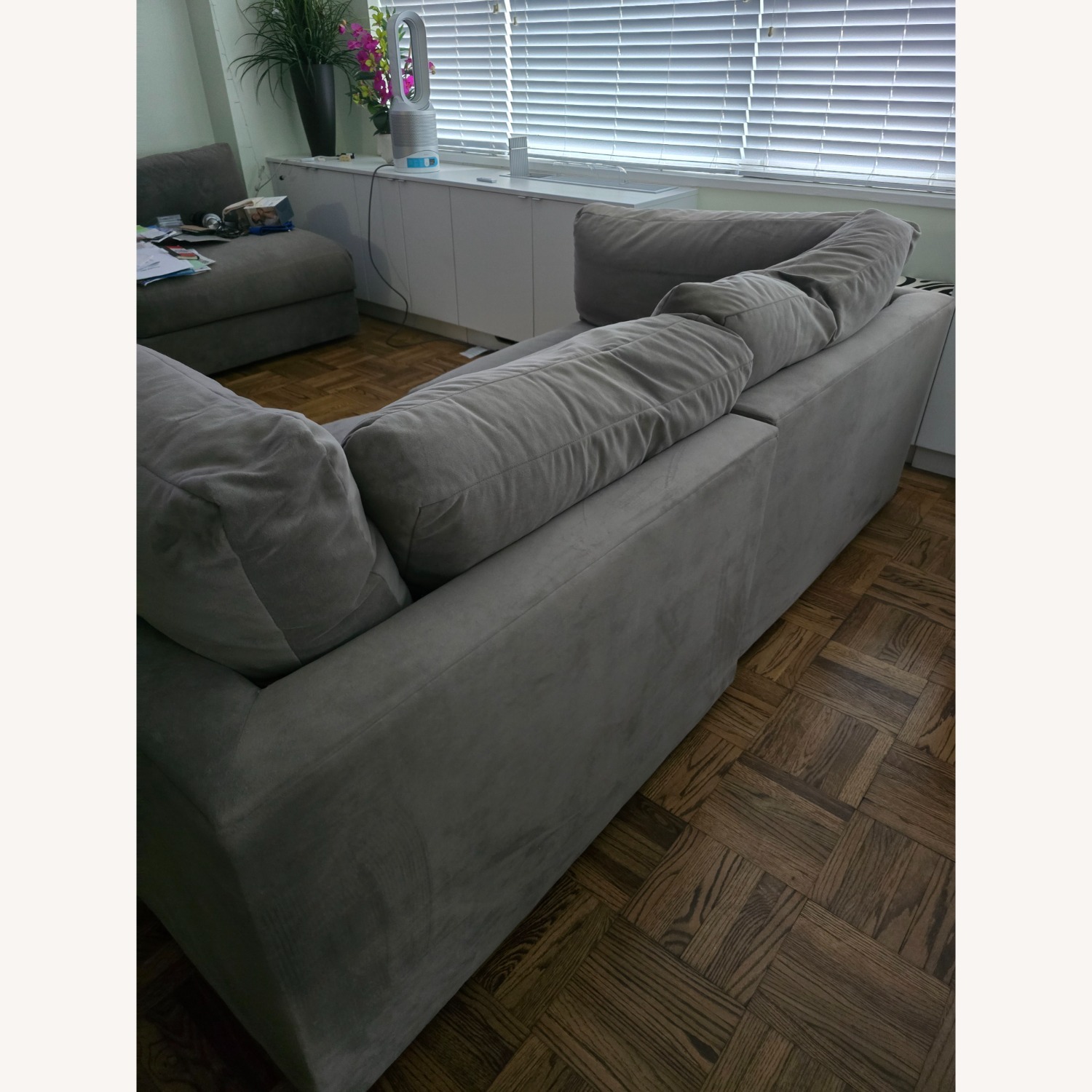 Dark Gray Microsuede 3+ Piece Sectional - image-3