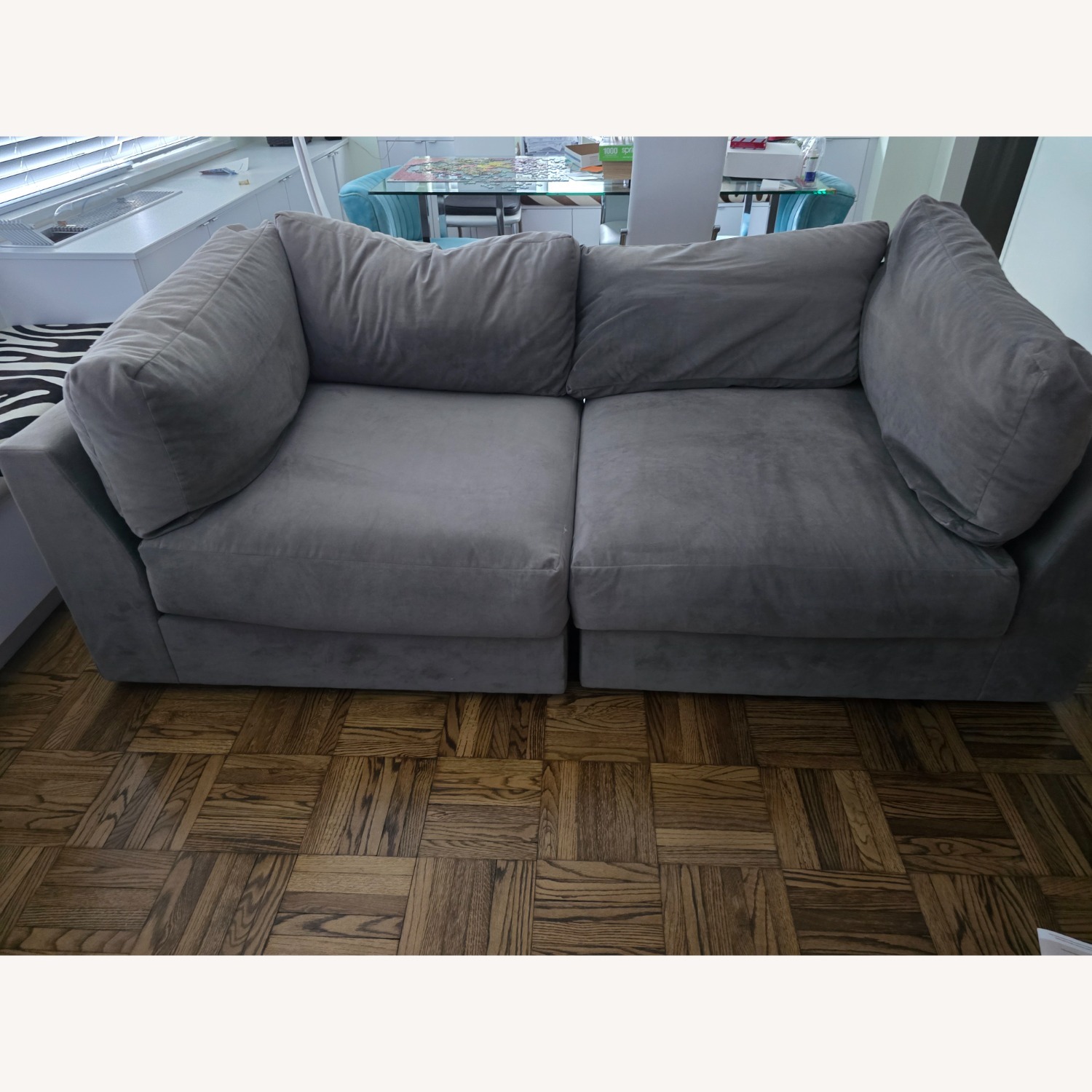 Dark Gray Microsuede 3+ Piece Sectional - image-2