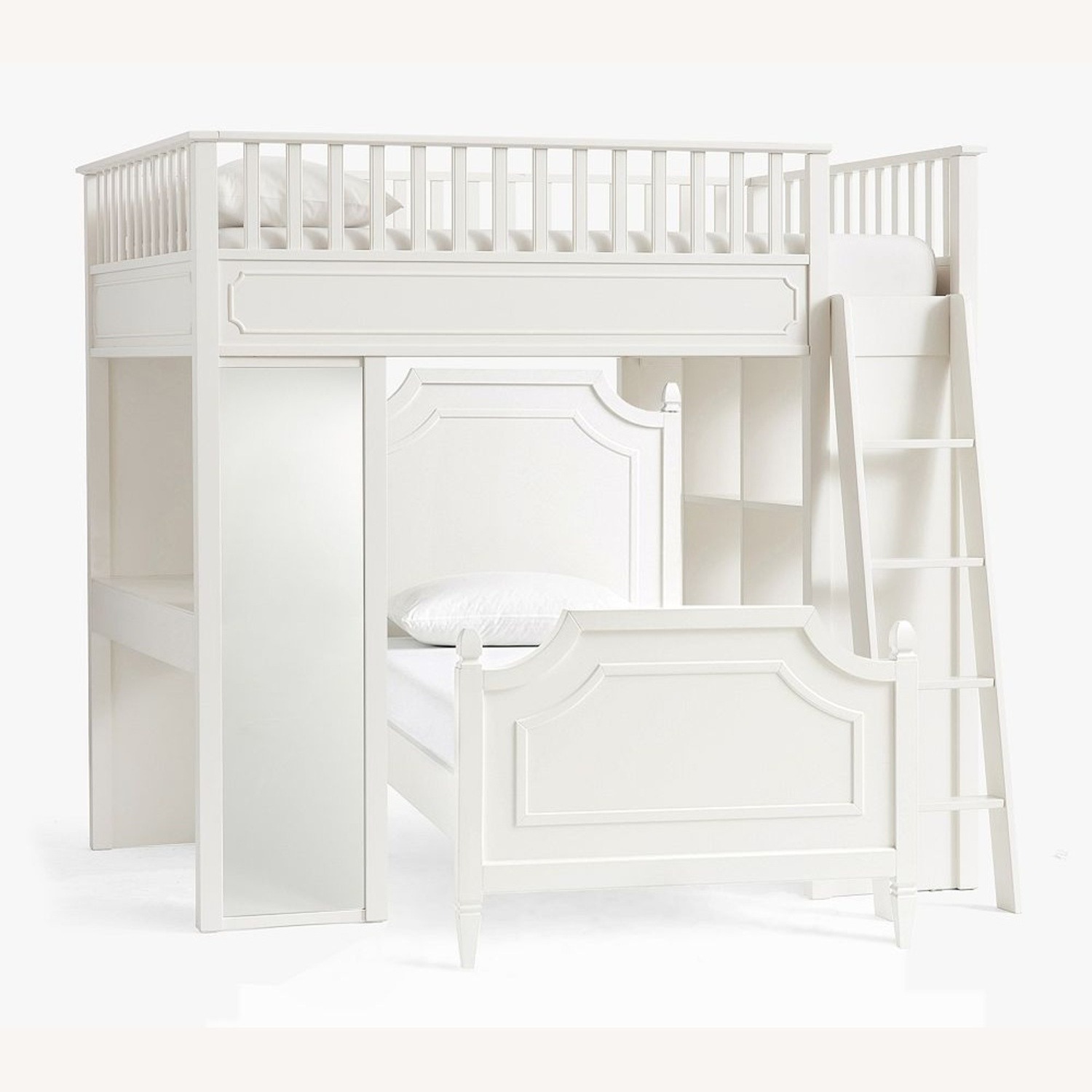 Ava Regency White Loft Bed Set - image-1