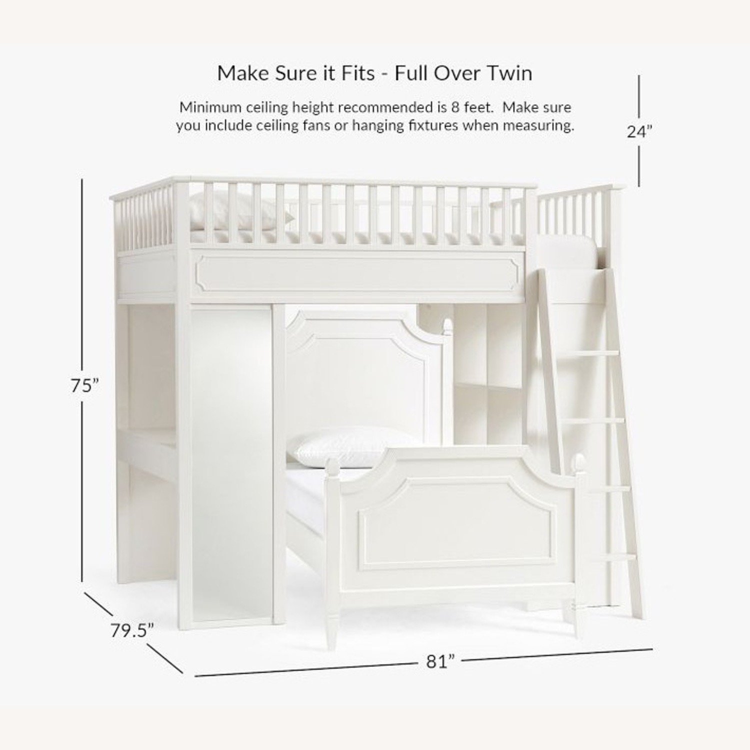 Ava Regency White Loft Bed Set - image-2