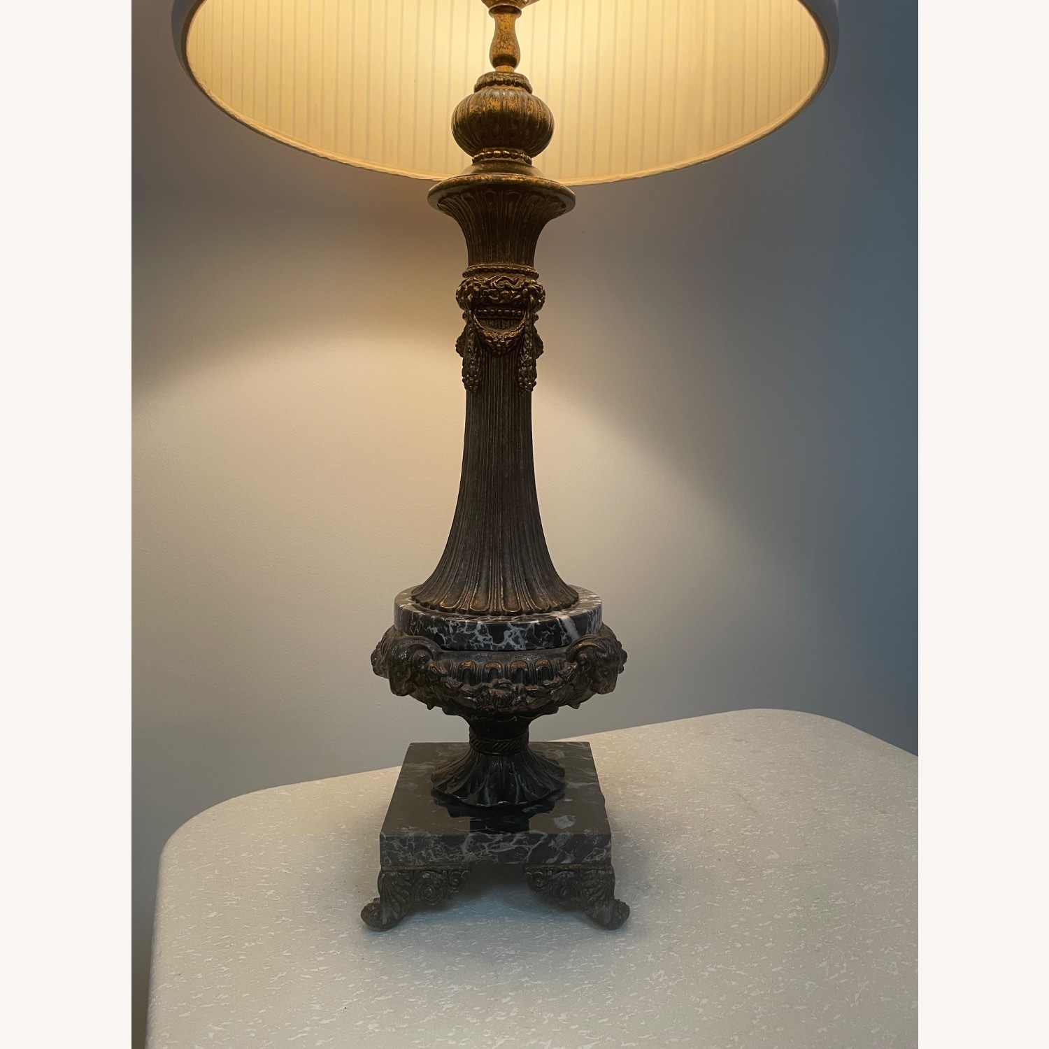 Vintage/Antique Black Marble Table Lamp - image-4