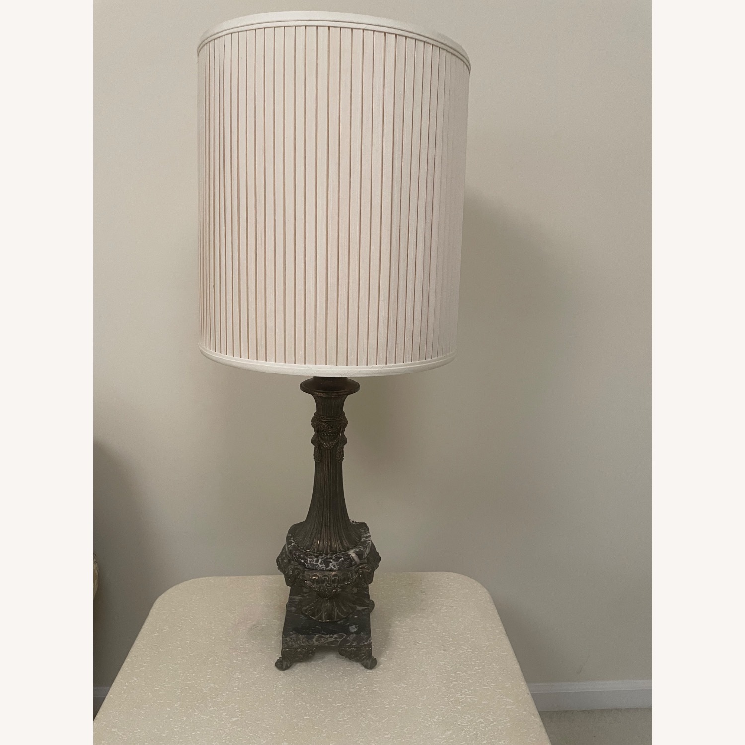 Vintage/Antique Black Marble Table Lamp - image-2