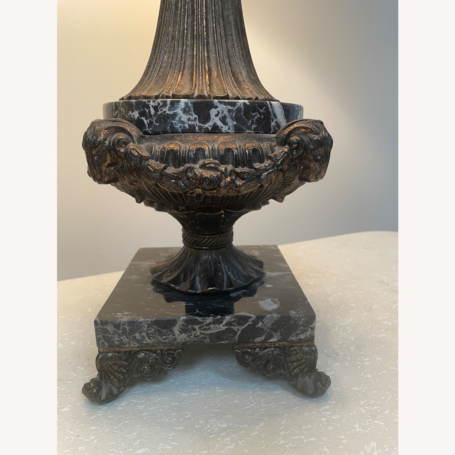 Vintage/Antique Black Marble Table Lamp - image-5
