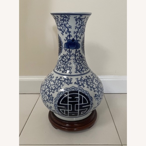 Used Navy and White Ceramic Vases  for sale on AptDeco