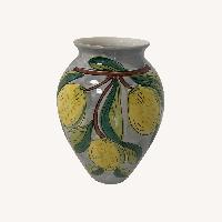 Light Gray Ceramic Vase with Lemons