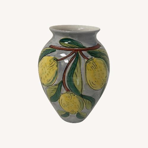 Used Light Gray Ceramic Vase with Lemons for sale on AptDeco
