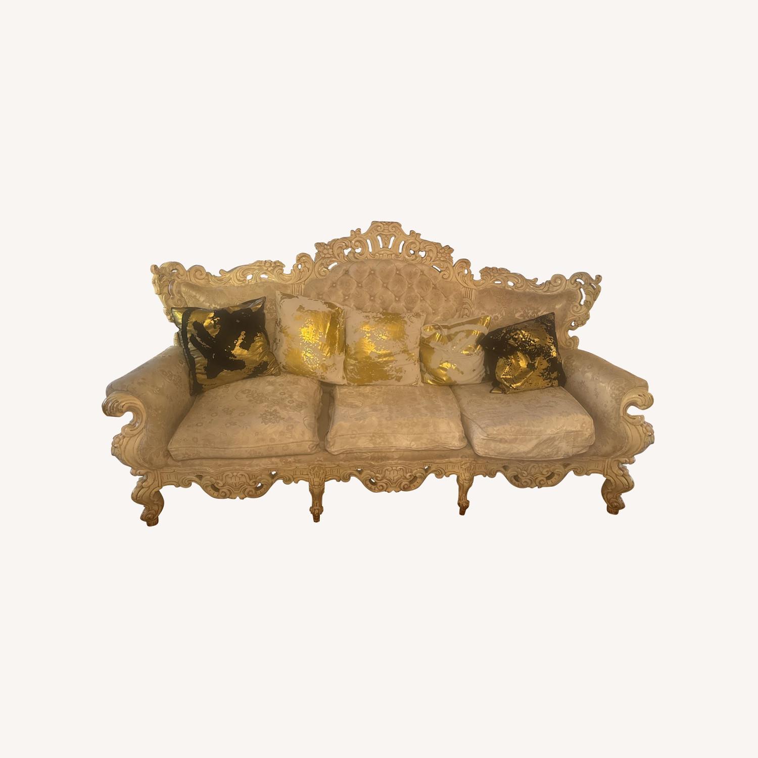 Vintage/Antique White Fabric Accent Chairs - image-0