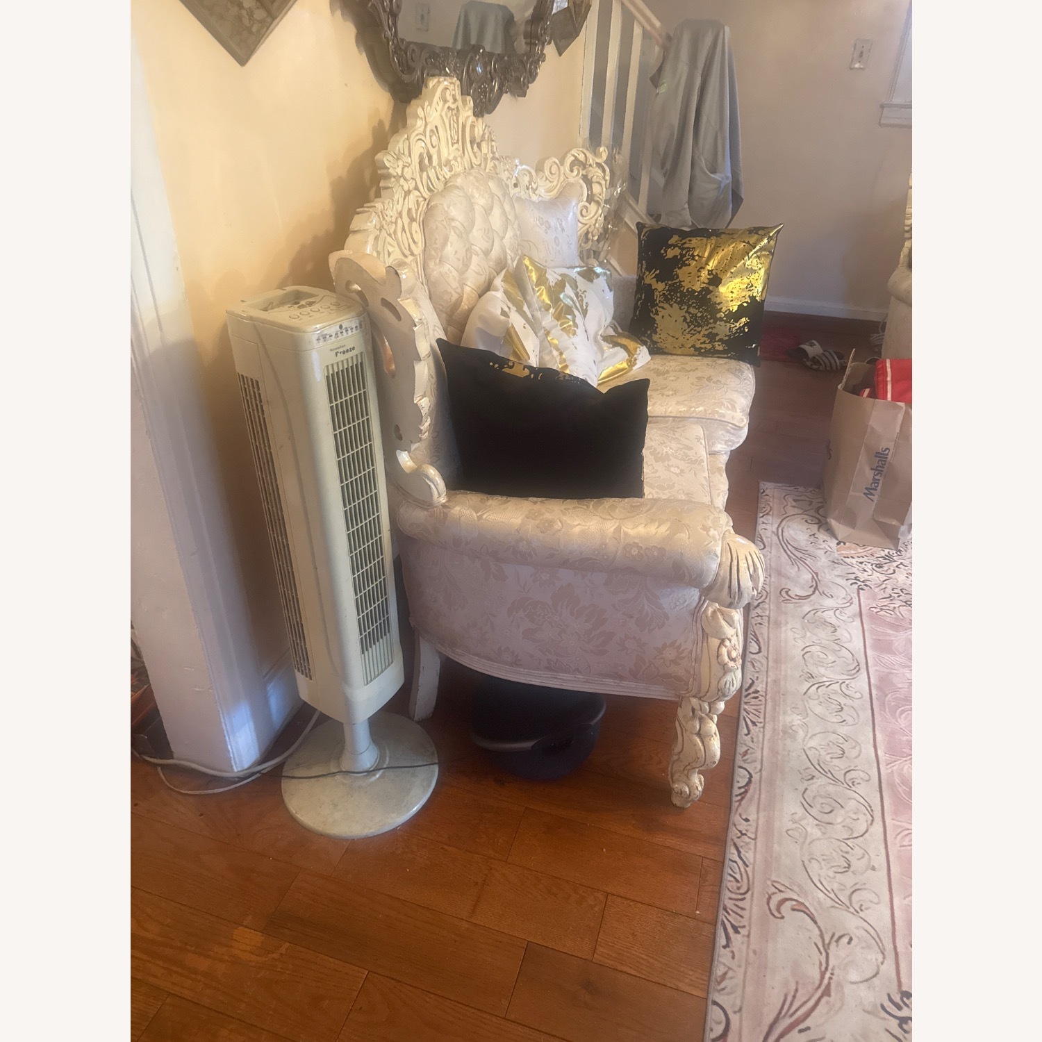 Vintage/Antique White Fabric Accent Chairs - image-3