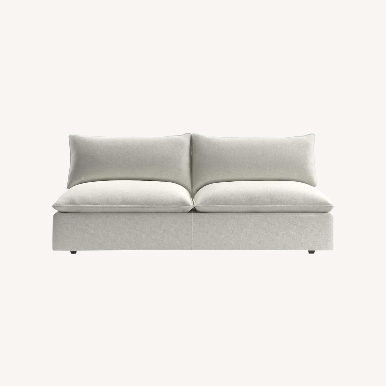 Crate & Barrel Lotus White Loveseat Couch Sectional - image-0
