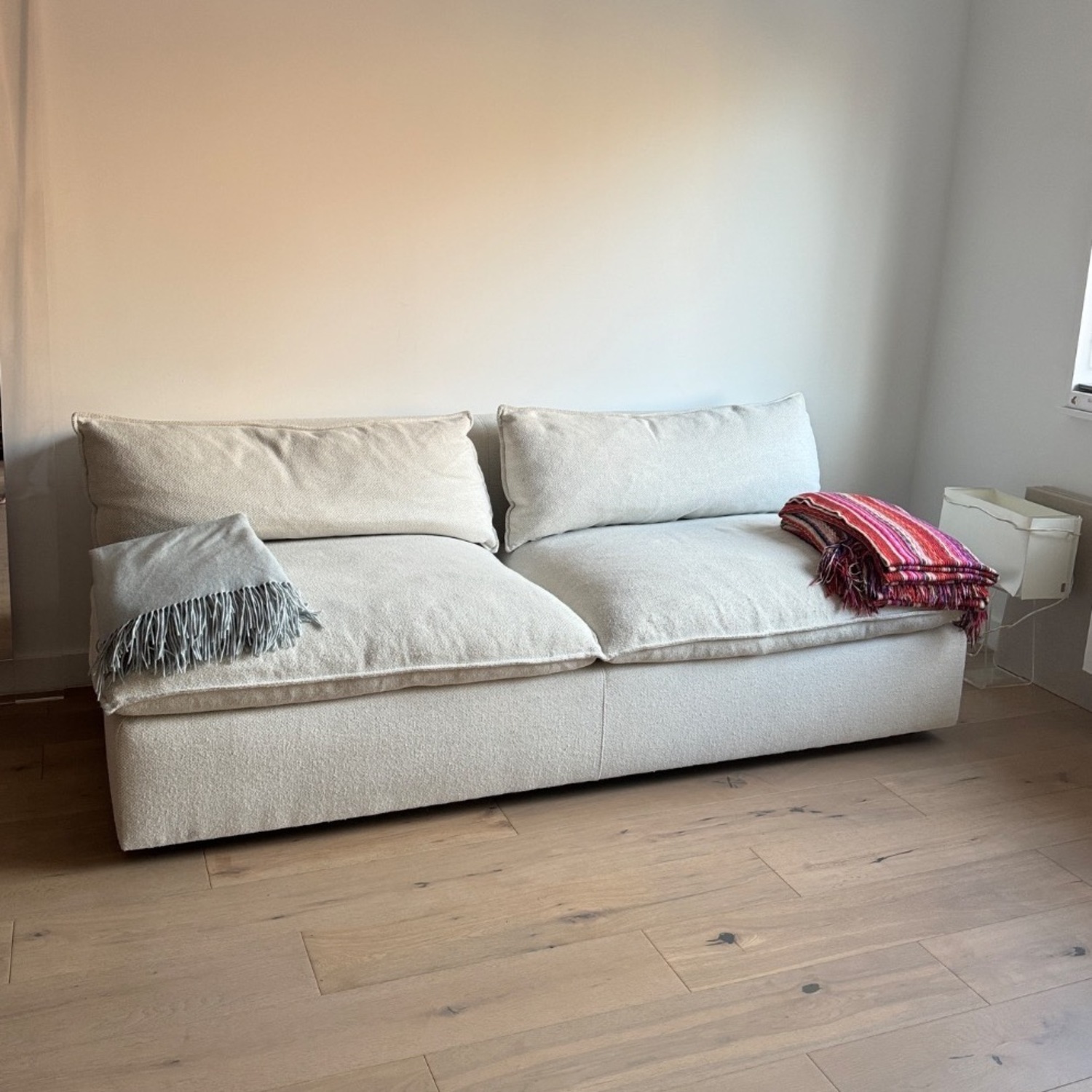 Crate & Barrel Lotus White Loveseat Couch Sectional - image-3