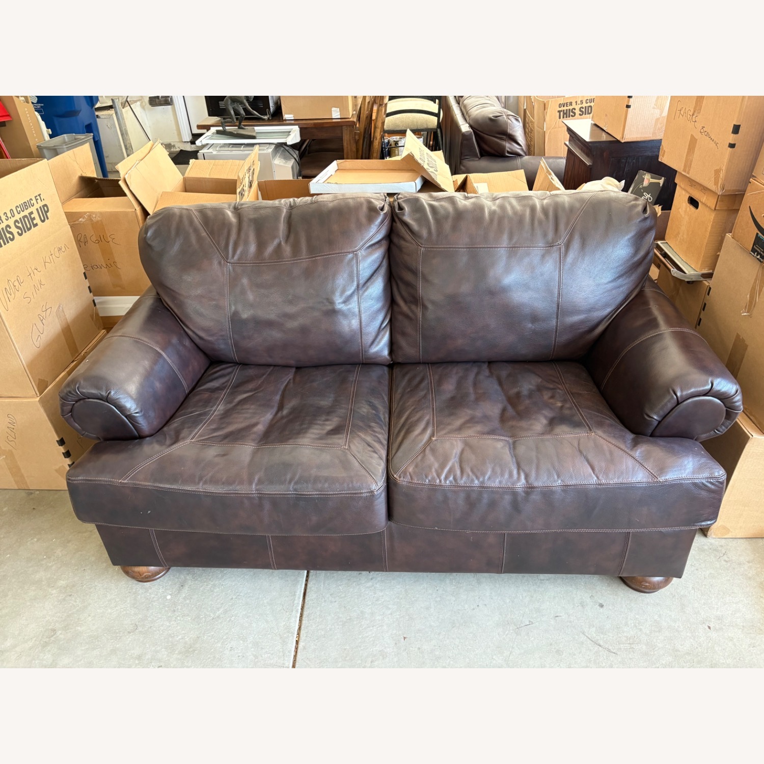 Ashley Axiom Plush Leather Loveseat - image-2